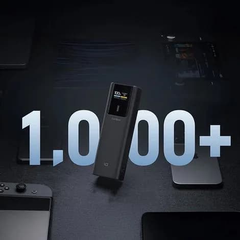 POWER BANK Cuktech P+ Series 1C1A, 10000mAh, 150W, 1 x USB; 1 x USB Type-C, digital display pt. status baterie, negru "CKPB100PGLBL" — miniatură
