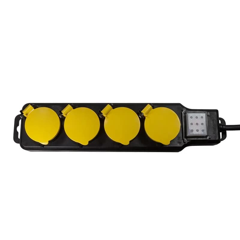 PRELUNGITOR LOGILINK, Schuko x 4, conectare prin Schuko (T), cablu 1.5 m, 16 A, protectie stropire cu apa, negru/ galben, "LPS254" — miniatură