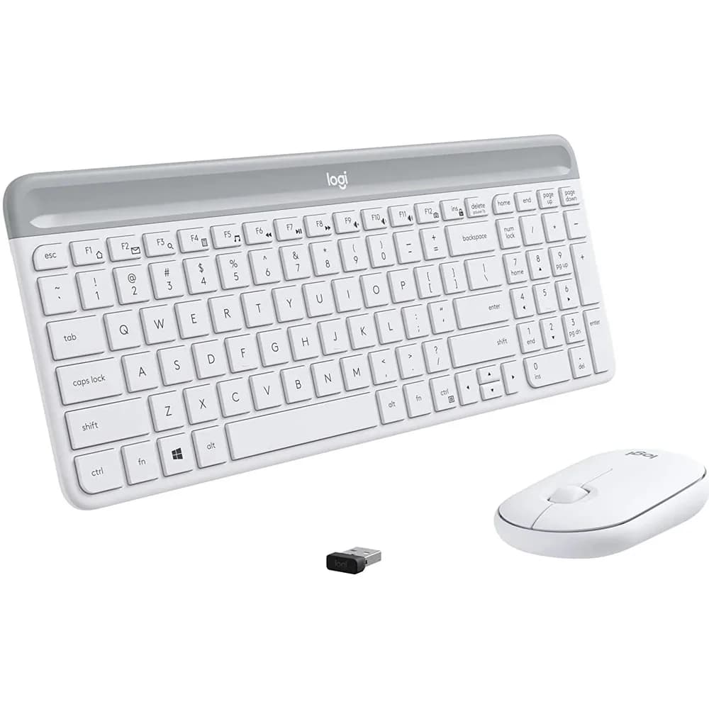 TASTATURA si Mouse LOGITECH, "Slim", wireless, 1000 dpi taste format standard (104-108 taste), mouse alb, 3/1 butoane, 104, "920-009205" — miniatură