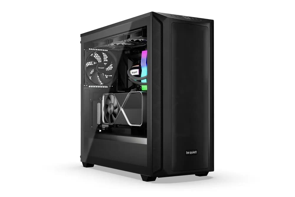 CARCASA be quiet! "SHADOW BASE 800", Middle Tower, ATX, fara sursa, 3xfan,USB 3.2 gen 1x2,USB Type-C x 1,audio+mic,PSU shroud, 7 sloturi expansiune, iluminare, negru, "BGW60" — miniatură
