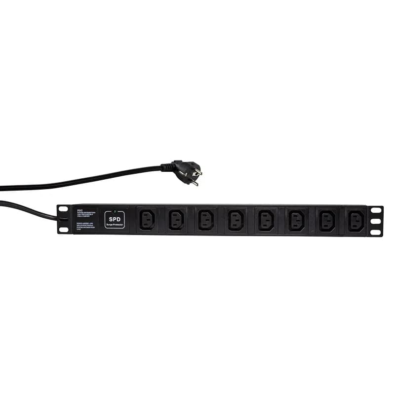 PDU LOGILINK 1U pt. rack 19 inch, 8 prize IEC, intrare Schuko, max 16 A, protectie supratensiune, 2 m, "PDU8A01"