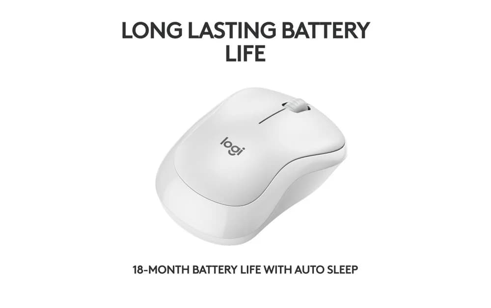 Mouse Wireless Logitech MK240 Silent Wireless, 1000 DPI, Alb — miniatură