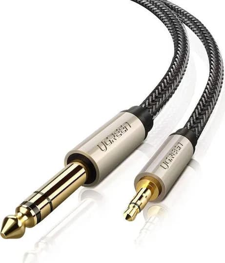 CABLU audio Ugreen, "AV127" TRS jack 3.5 mm (T) la jack 6.35 mm (T), lungime 1m, gri "10625" - 6957303816255