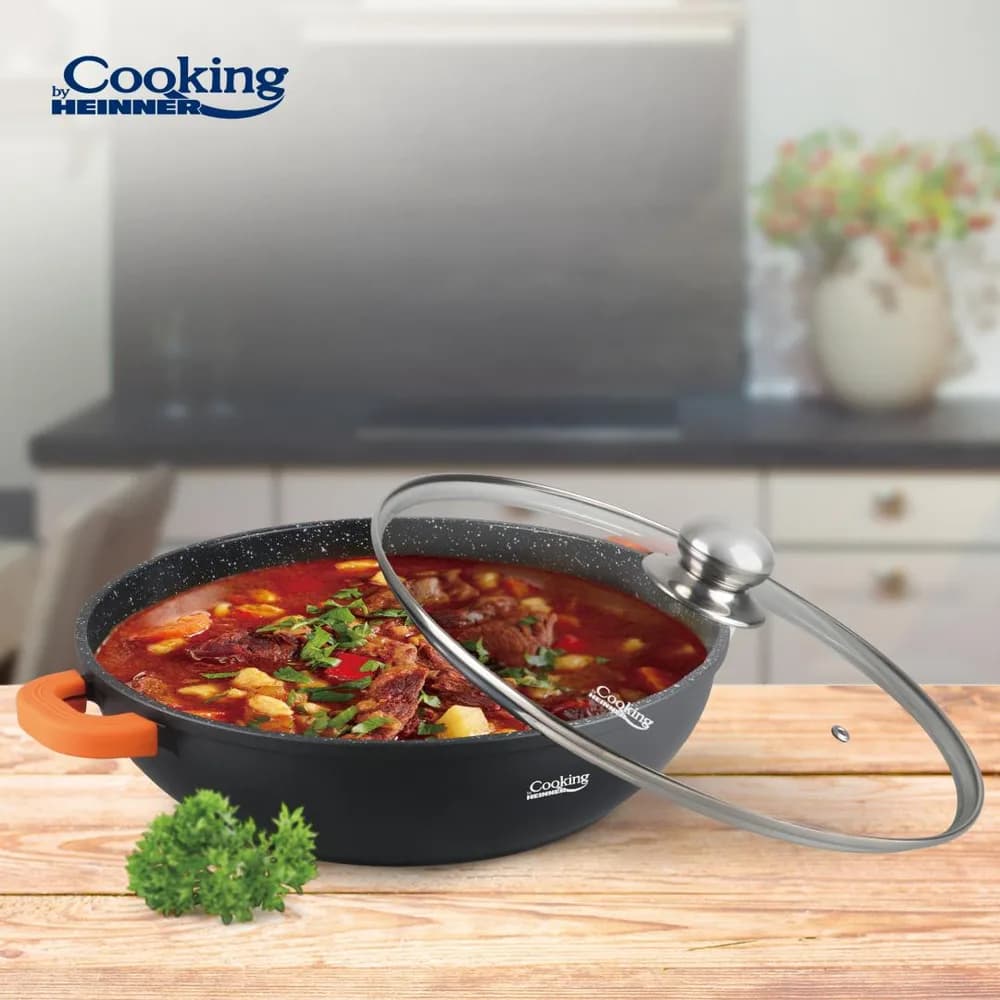 CRATITA ALUMINIU+CAPAC 32X8.5CM,5.5L,DARK LINE, COOKING BY HEINNER — miniatură