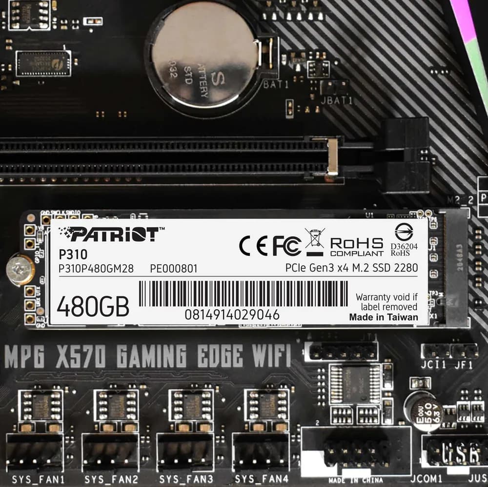 SSD PATRIOT, P310, 480 GB, M.2, PCIe Gen3.0 x4, R/W: 1700/1500 MB/s, "P310P480GM28" — miniatură