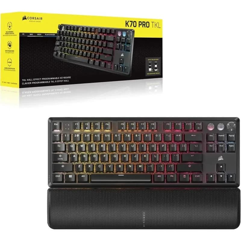 Tastatura Mecanica Gaming CORSAIR K70 PRO TKL, RGB, USB, negru — miniatură
