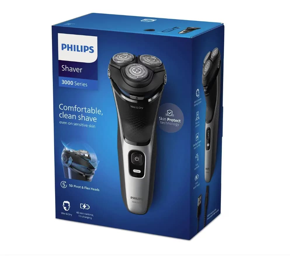 Aparat de ras electric, PHILIPS, seria 3000 S3143/00, Argintiu/Negru — miniatură