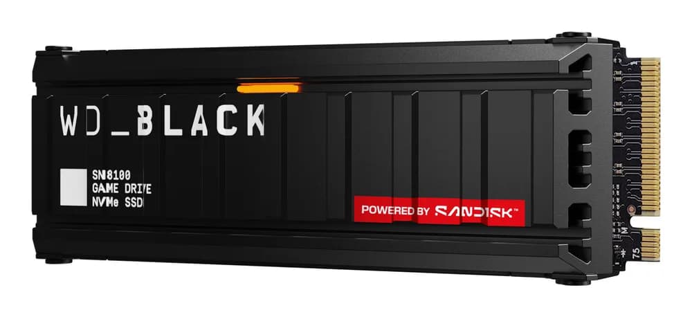 SSD WD_BLACK SN8100 HeatSink 2TB M.2 2280 PCIe Gen5 x4 NVMe, Read/Write: 14900/14000 MBps, IOPS 2300K/2400K, TBW: 1200, powered by SanDisk "WDS200T1XHM-00CMT0" — miniatură