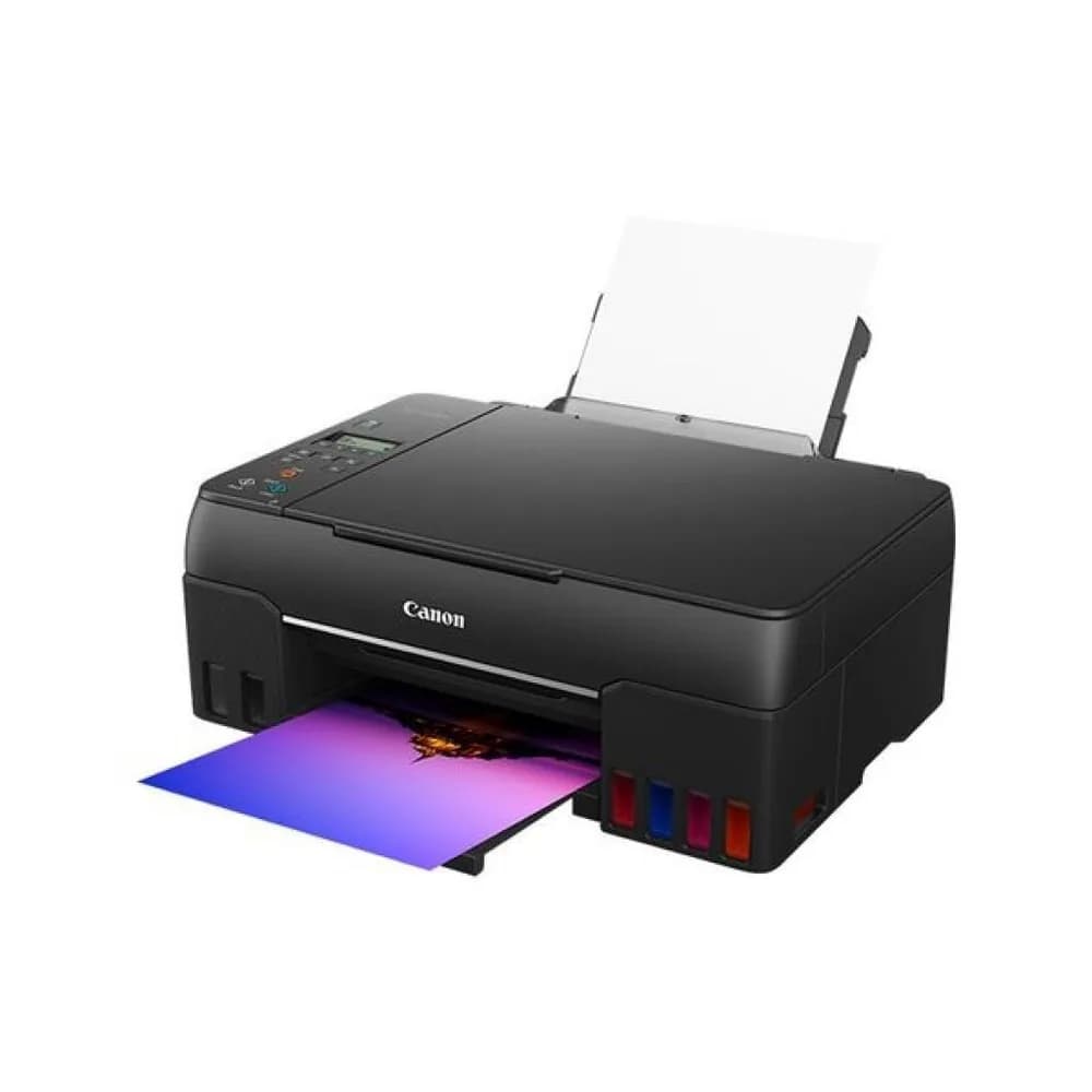 Multifunctional inkjet color CISS Canon Pixma G640, dimensiune A4,viteza 3.9 ppm alb-negru, rezolutie 4800x1200dpi, alimentare hartie 100coli, Scanner CIS, rezolutie scanare:600 x 1200, 99 copii max, zoom:25%-400%, format hartie: A4, A5,B5, interfata: USB, WIFI, consumabile:GI-43BK, C, M, Y, R — miniatură