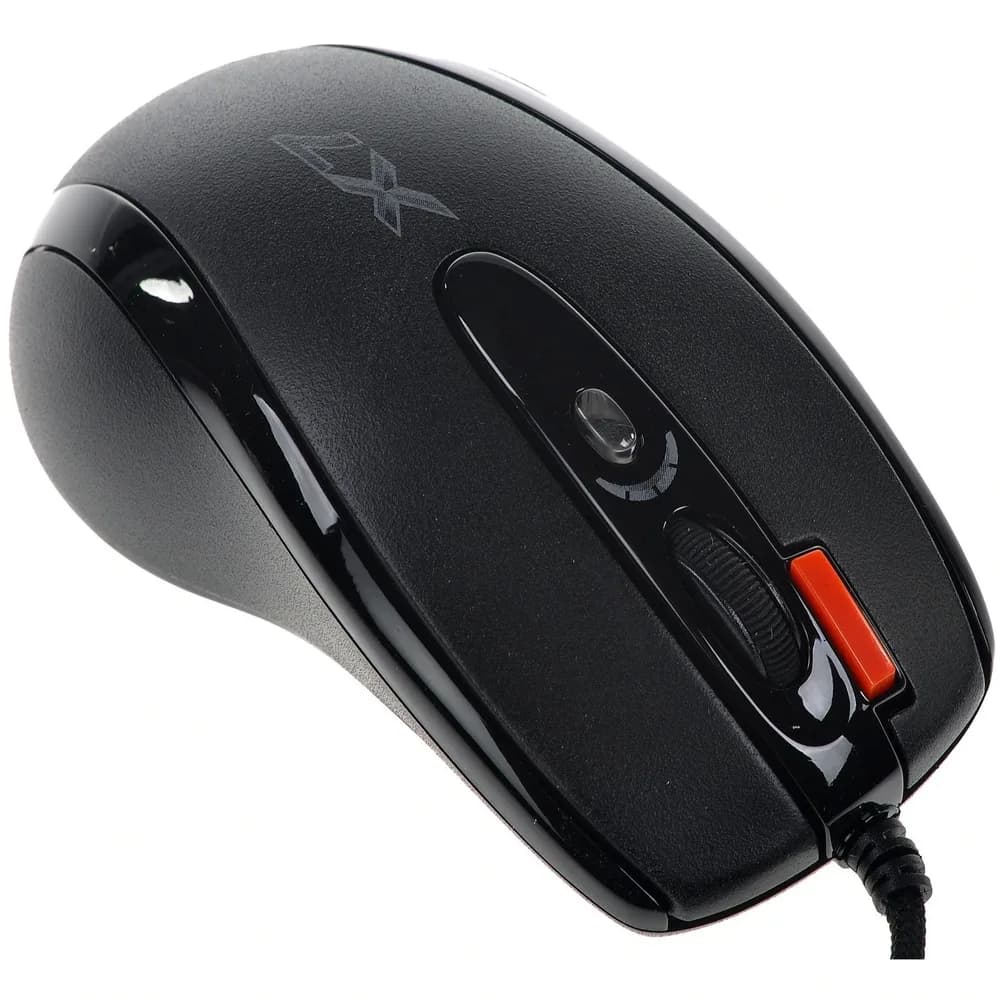 MOUSE A4tech, gaming, cu fir, USB, optic, 2000 dpi, butoane/scroll 6/1, buton selectare viteza, negru, "X-710BK" — miniatură