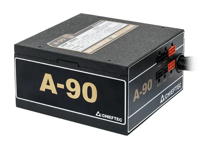 SURSA Chieftec A-90 650 W, semi-modulara, certificare 80 Plus Gold - compatibila, ventilator 120mm, PCI-E 6+2 pin x 2, SATA x 6, "GDP-650C" — miniatură