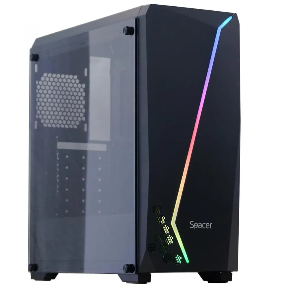 Carcasa SPACER SPCS-GC-FLASH, RGB, Mid Tower, Black