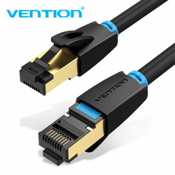Patch Cord S/FTP Vention, 1m, Cat 8, RJ-45 (T) la RJ-45 (T), 40 Gbps, 28 AWG, ecranat, conectori auriti, negru "IKABF" - 6922794742819