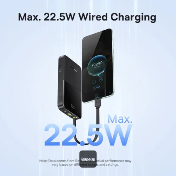 POWER BANK Baseus EnerFill FC51 Bipow2 Pro, 10000mAh, 22.5W, 1 x USB Type-C, 1 x USB, cablu integrat USB Type-C 22cm, negru, "E0027600" - 6932172691875 — miniatură