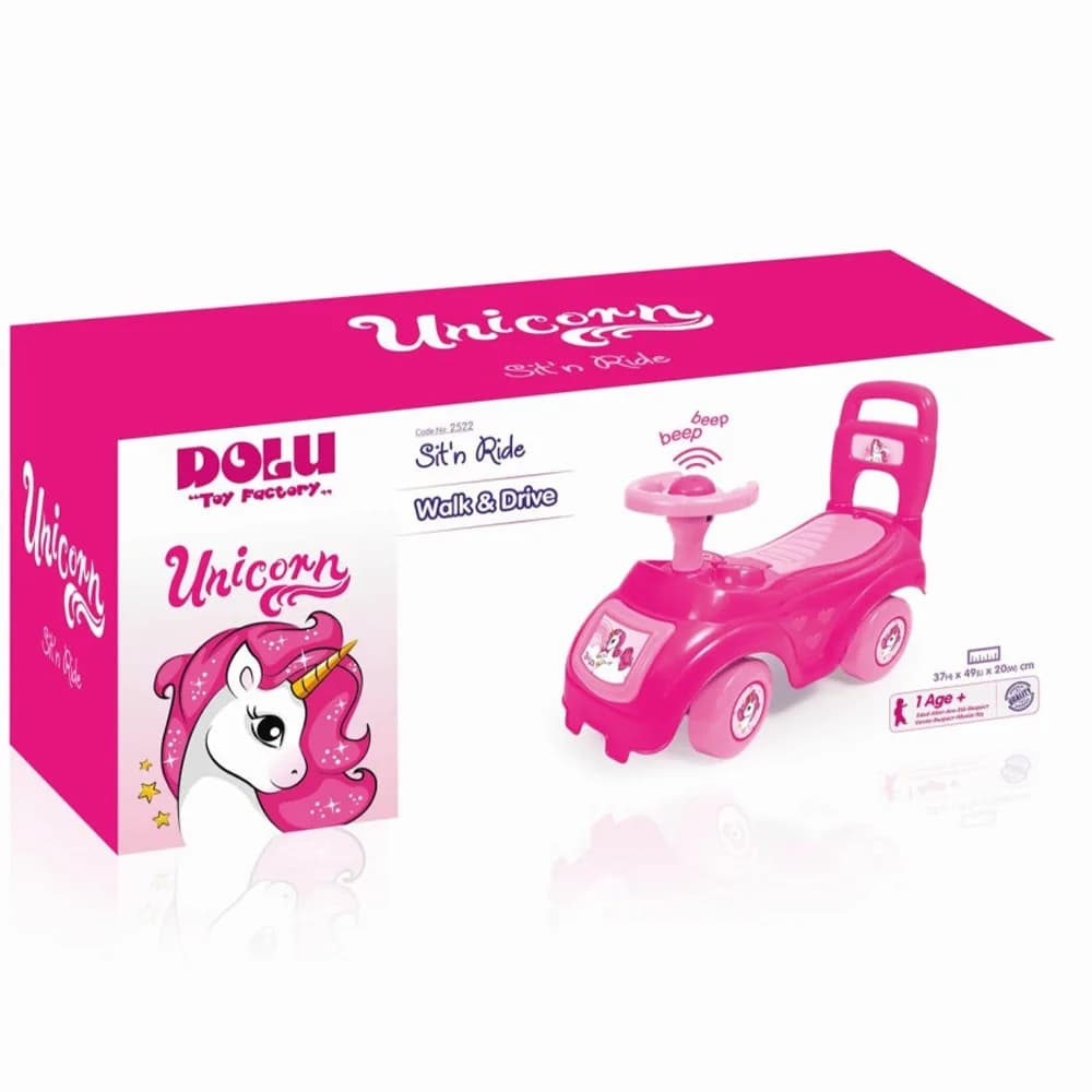 Masinuta fara pedale/roz Unicorn 37x48x21cm - Dolu — miniatură