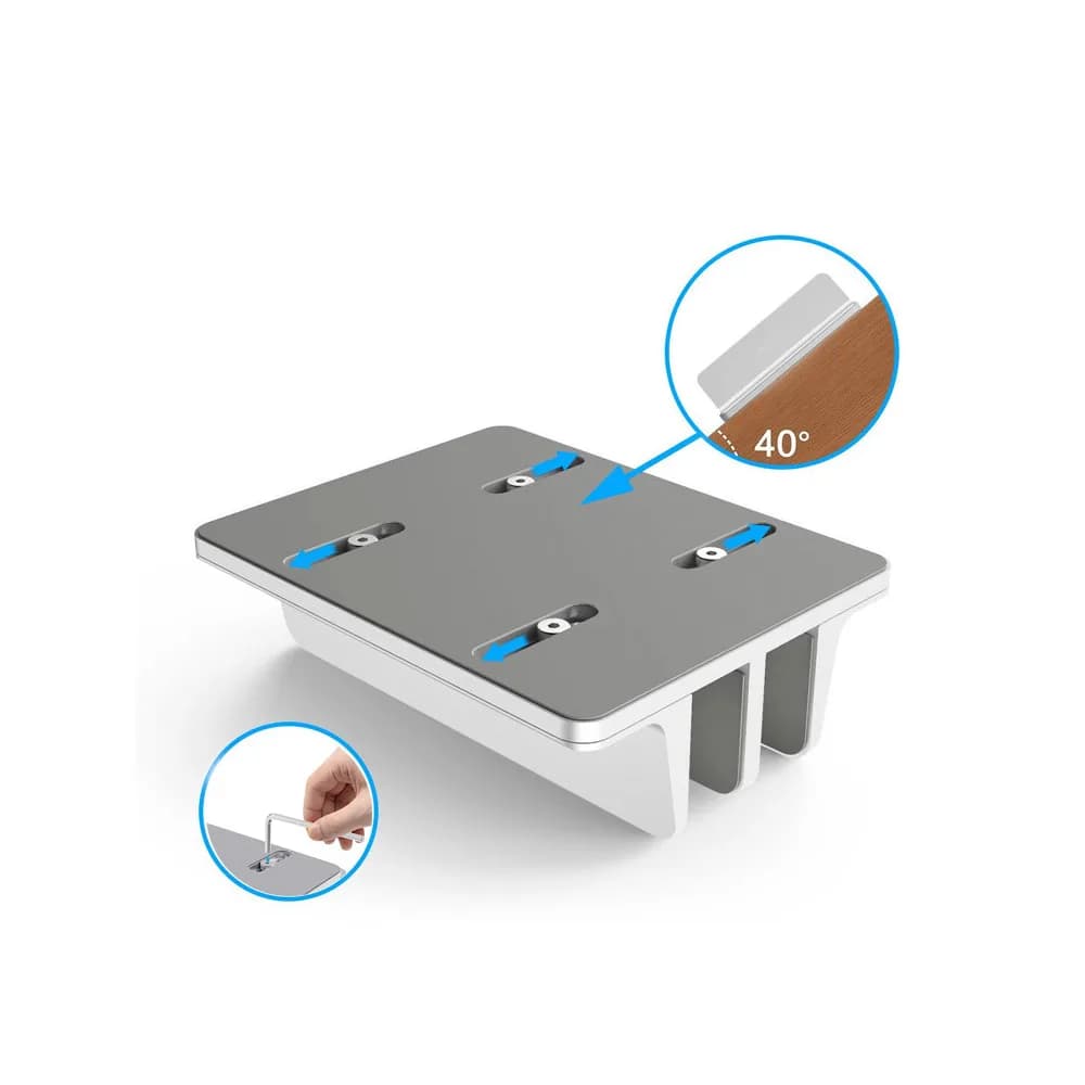 STAND SPACER vertical, notebook 14/17", dublu, protectie impotriva zgarieturilor, latime ajustabila, argintiu, aluminiu sablat, "SPS-Vertical" — miniatură