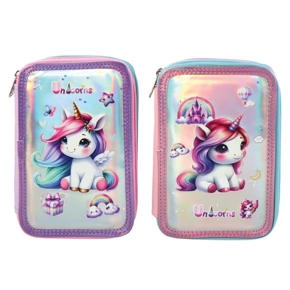 Penar 3 fermoare, FANCY UNICORN, 19.5x12x6.5 cm - S-COOL — miniatură