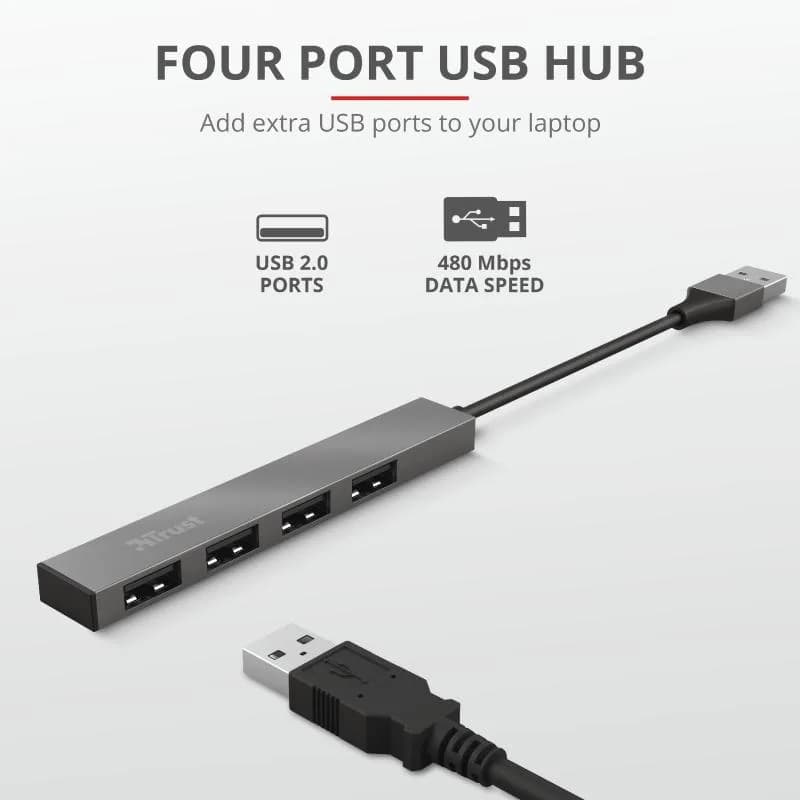 Trust Halyx Aluminium 4 Mini USB Hub "TR-23786" — miniatură