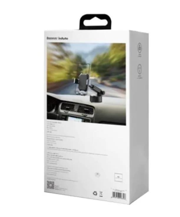 SUPORT AUTO Baseus Simplism pt. SmartPhone, fixare parbriz sau bord prin ventuza, metalic, negru "SUYL-TK01" - 6953156226326 — miniatură