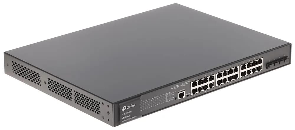 "JetStream™ 28-Port Gigabit L2+ Managed Switch with 24-Port PoE+ PORT: 24× Gigabit PoE+ Ports, 4× Gigabit SFP Slots, RJ45/Micro-USB Console Port SPEC: 802.3at/af, 384 W PoE Power, 1U 19-inch Rack-mountable Steel Case FEATURE: Integration with JetStream™ SDN Controller,Static Routing, OAM, 802.1Q