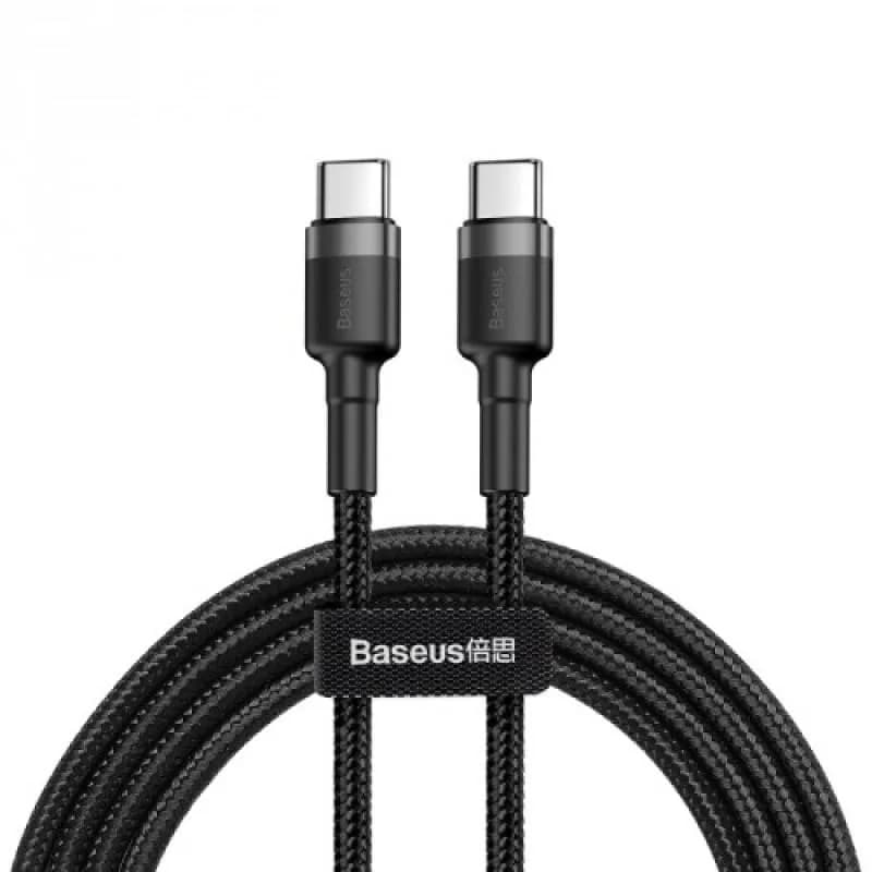 Cablu alimentare si date Baseus Cafule, Fast Charging Data Cable pt. smartphone, USB Type-C la USB Type-C 3A / 60W, 1m, gri + negru