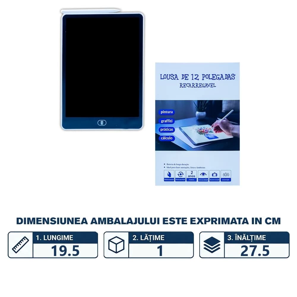 Tablita pentru scris, LCD, 12 inch, reincarcabila — miniatură