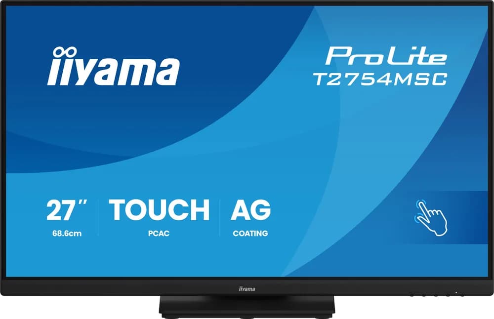 IIYAMA Monitor TOUCH T2754MSC-B2AG InCell PCAP 10pt touchscreen IPS 1920x1080 83Hz, 16:9, 300cd, 1000:1, 4ms, landscape, face-up "T2754MSC-B2AG" — miniatură