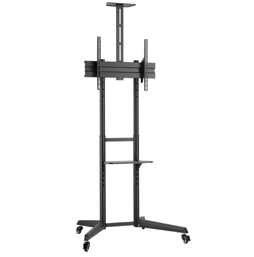 Stand podea mobil/fix Neomounts FL50-550BL1; pentru display-uri cu diagonale 37"-70", sistem de prindere VESA 100x100~600x400, greutate maxima suportata 50kg, tilt +5°/-12°, inaltime reglabila manual 1285-1450mm; management cabluri, 2 stalpi; dimensiuni 871x678x1966; culoare negru. — miniatură