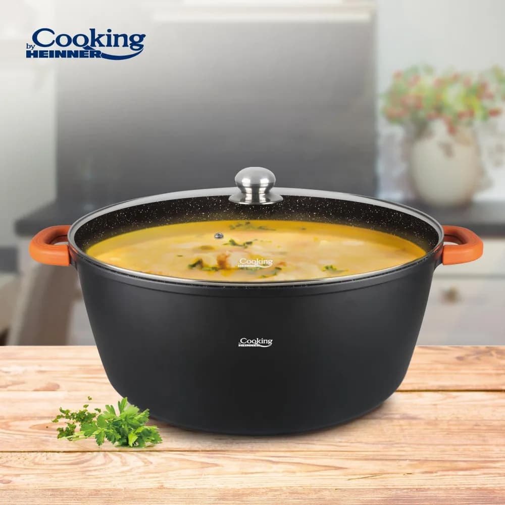 SEMIOALA ALUMINIU+CAPAC 44X19 CM,23L,DARK LINE, COOKING BY HEINNER — miniatură