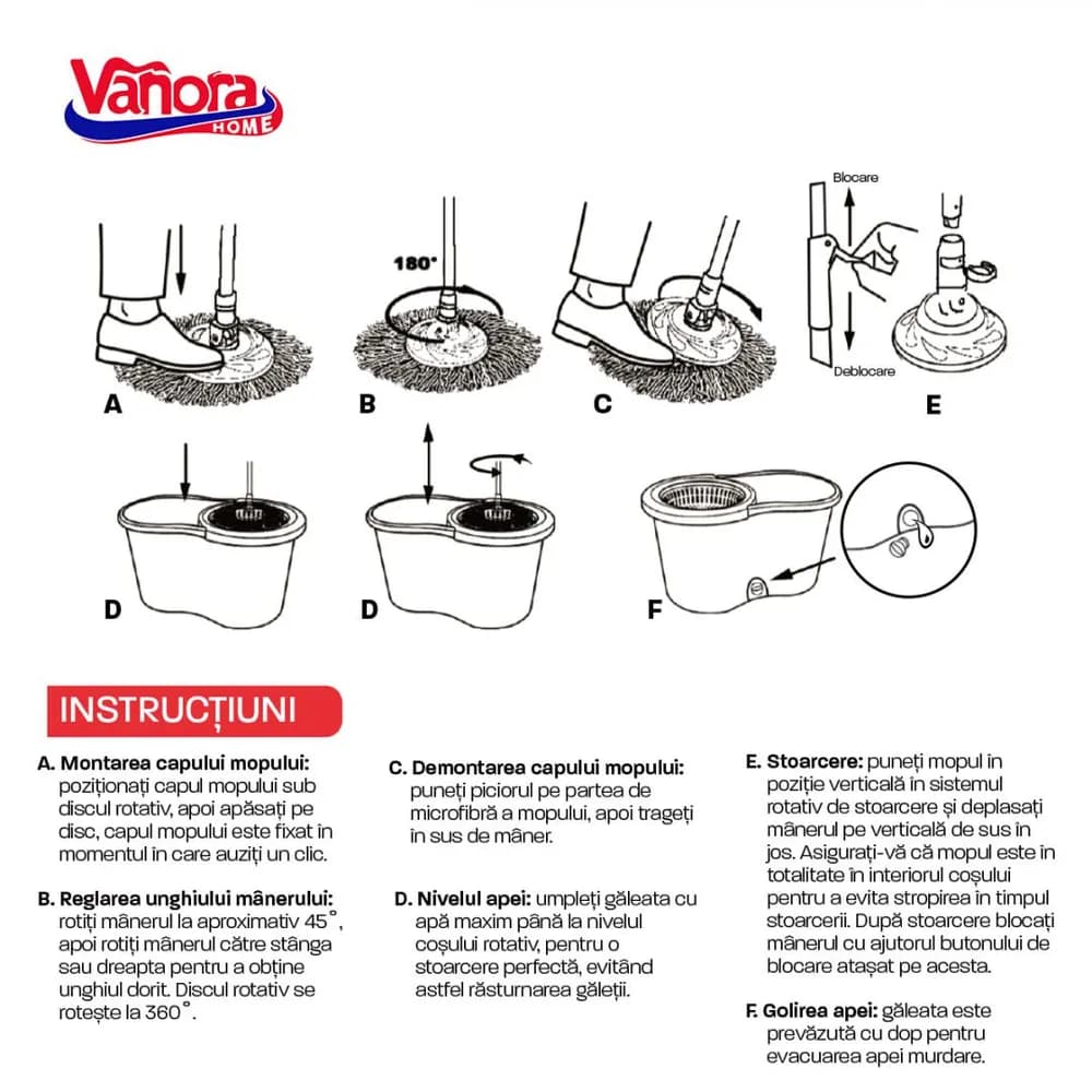 SET CURATENIE CU MOP ROTATIV, CLEAN360, ALBASTRU — miniatură