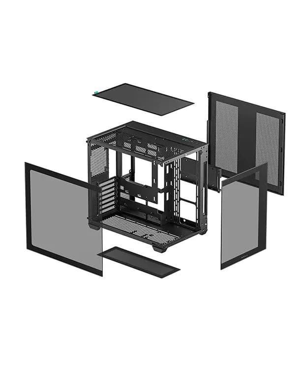 CARCASA DeepCool "CG530", middle tower, gaming, fara sursa, suporta 14xfan, PSU shroud, USB 2.0 x 1, USB 3.2 gen1 x 2, audio+mic, 7 sloturi expansiune, negru, "R-CG530-BKNDA0-G-1" — miniatură