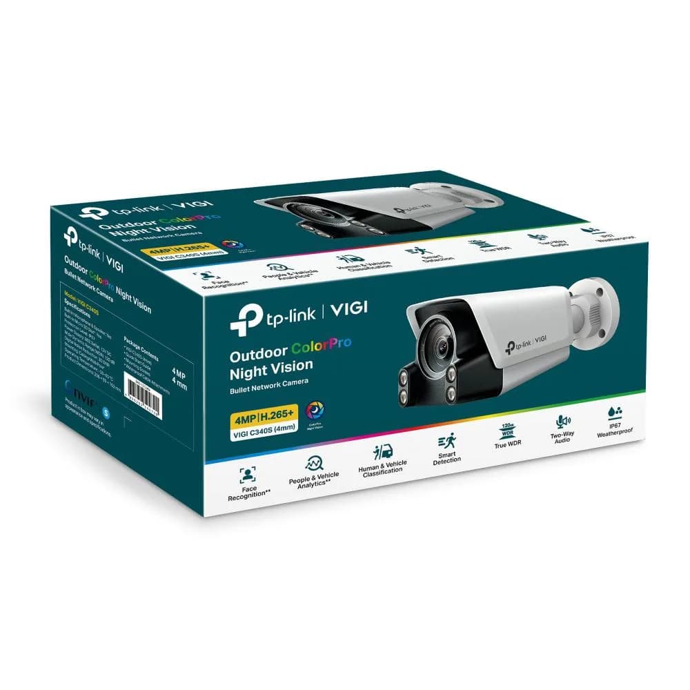 Camera IP Bullet TP-Link VIGI C340S(4mm), 4MP, Lentila 4mm, IR+WL 30ml, rezolutie video 2304 × 1296, +/H.265/H.264+/H.264 — miniatură