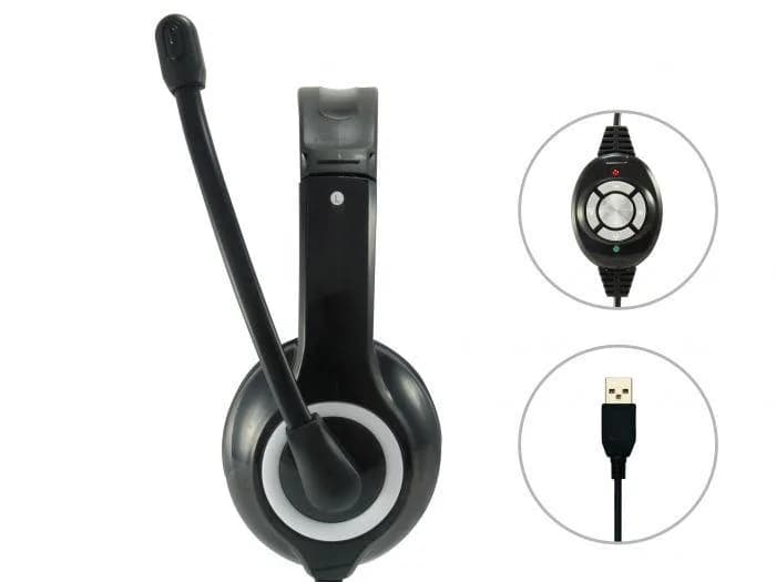 Casti Head-band Equip Stereo USB Headset, Wired, Negru — miniatură