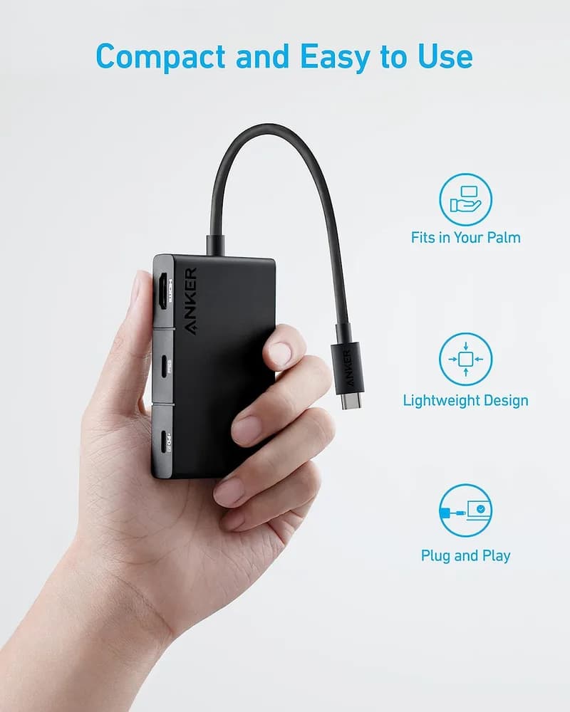 DOCKING Station Anker 5-in-1, porturi: HDMI(M) 4K 30Hz,2xUSB 3.2 gen1, USB Type-C,PD 100W,conectare prin USB Type-C(T),rata transfer 5Gbps, ABS, negru "A8356G11"-0194644125639 — miniatură