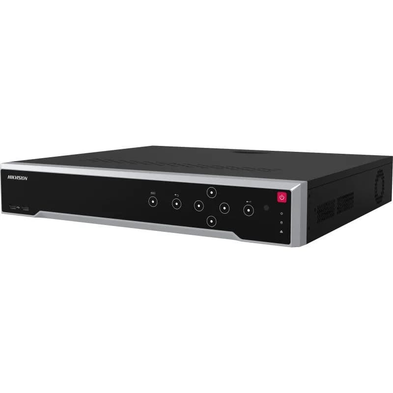 NVR Hikvision 64 canale DS-7764NI-M4, 2-ch@32 MP (30 fps)+2-ch@ 8MP(30fps)/10-ch@8 MP (30 fps)/20-ch@4 MP (30 fps)/40-ch@1080p (30 fps), iesiri: 2 x HDMI, 1xVGA, 1 eSATA interface, 4 SATA interfaces, alimenatre: 100 to 240 VAC, 50 to 60 Hz, dimensiuni: 445 × 400 × 75 mm, greutate: 5kg