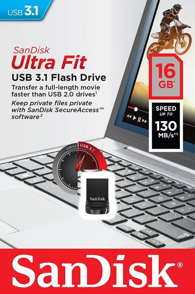 MEMORIE USB 3.1 SANDISK 16 GB, profil mic, carcasa plastic, negru, "SDCZ430-016G-G46"