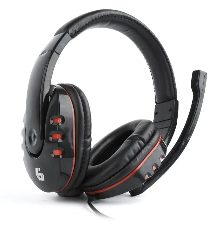 CASTI Gembird, cu fir, utilizare multimedia, microfon pe brat, conectare prin Jack 3.5 mm x 2, negru / rosu, "GHS-402"