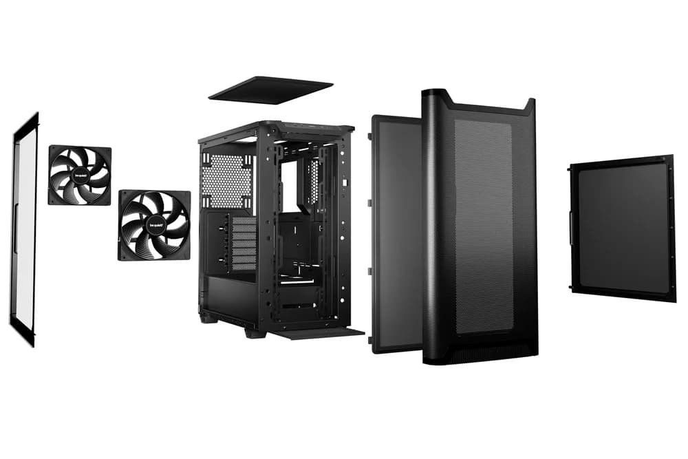 CARCASA be quiet "PURE BASE 501", middle tower, gaming, fara sursa, suporta 6xfan, 2xfan inclus, PSU shroud, USB Type-C x 1, USBx2, audio+mic, 7 sloturi expansiune, negru, "BGW74" — miniatură