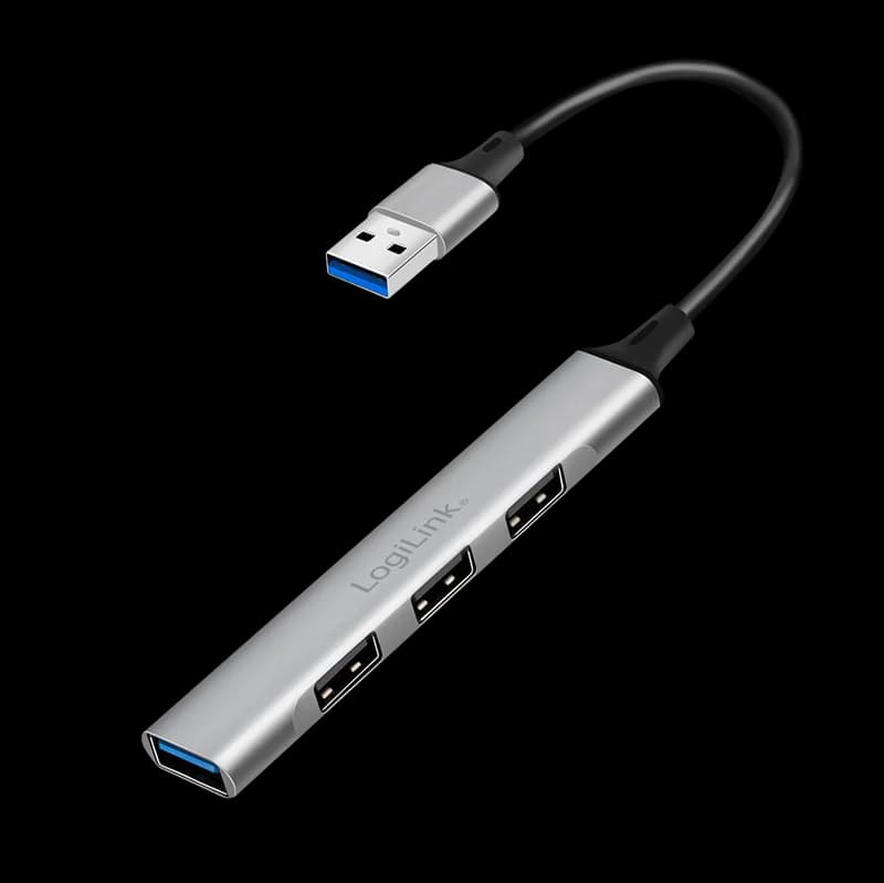 HUB extern LOGILINK, porturi USB: USB-A 3.0 x 1 + USB-A 2.0 x 3, conectare prin USB-A, aluminiu, prot. supracurent, supratensiune, gri, "UA0391"
