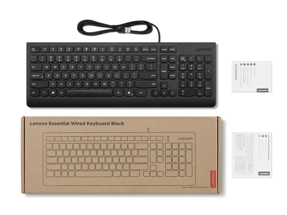 Lenovo Essential Wired Keyboard (Black) — miniatură