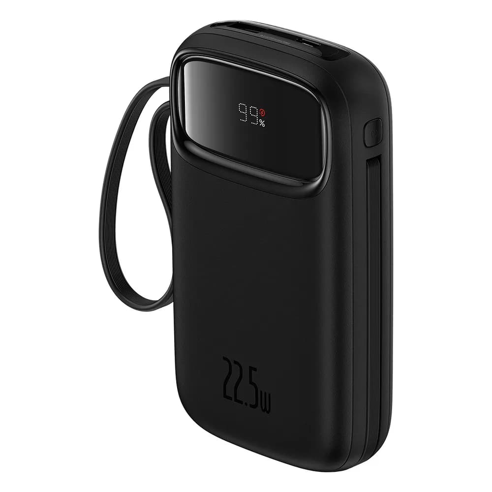 POWER BANK Baseus EnerFill FC31, 20000mAh, 22.5W, display, 1 x USB, cablu integrat USB Type-C si Iphone Lightning, negru, "P10082107123-00" - 6932172691196 — miniatură
