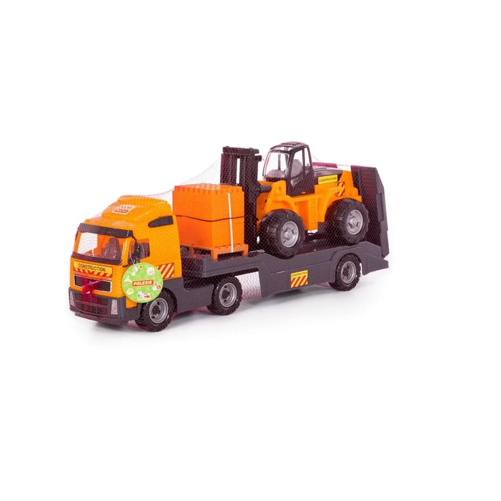 Trailer+stivuitor+palet cuburi - Volvo PowerTruck, 89x19x25 cm — miniatură