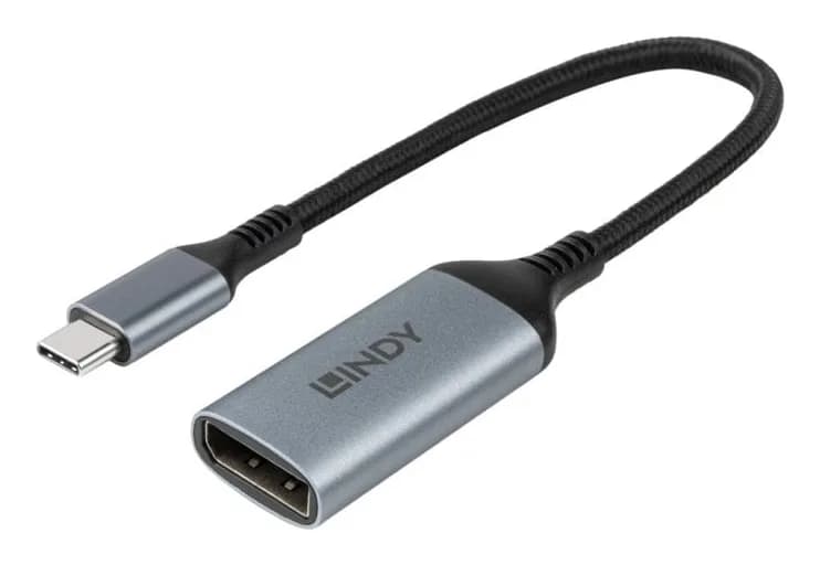Converter Lindy Type C to DisplayPort 8K60, latime de banda suportata 32.4Gbps, Maximum Input Resolution: 7680x4320@60Hz and 3840x2160@120Hz Maximum Output Resolution: 7680x4320@60Hz and 3840x2160@120Hz — miniatură