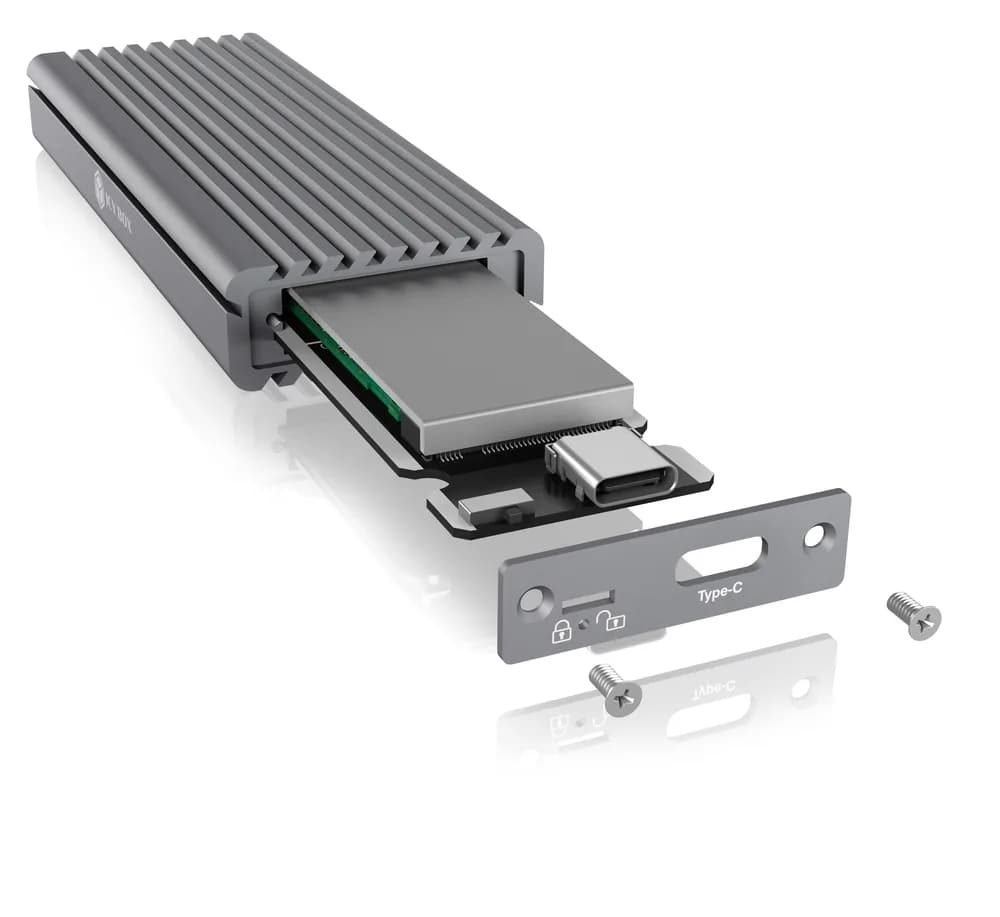 RACK extern Icy Box, pt. SSD, 1xM.2 SSD la USB 3.1 gen2-C,pana la 10Gbit/s, 22x30/ 42/ 60/ 80, aluminiu,radiator aluminiu+pad silicon,prot.scriere, negru, "IB-1817M-C31" — miniatură