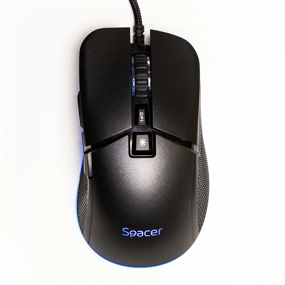MOUSE Spacer - gaming, gaming, cu fir, USB, optic, rezolutie selectabila max. 8.000 dpi, butoane/scroll 7/1, iluminare RGB, negru, "SPGM-PULSAR-PRO" — miniatură