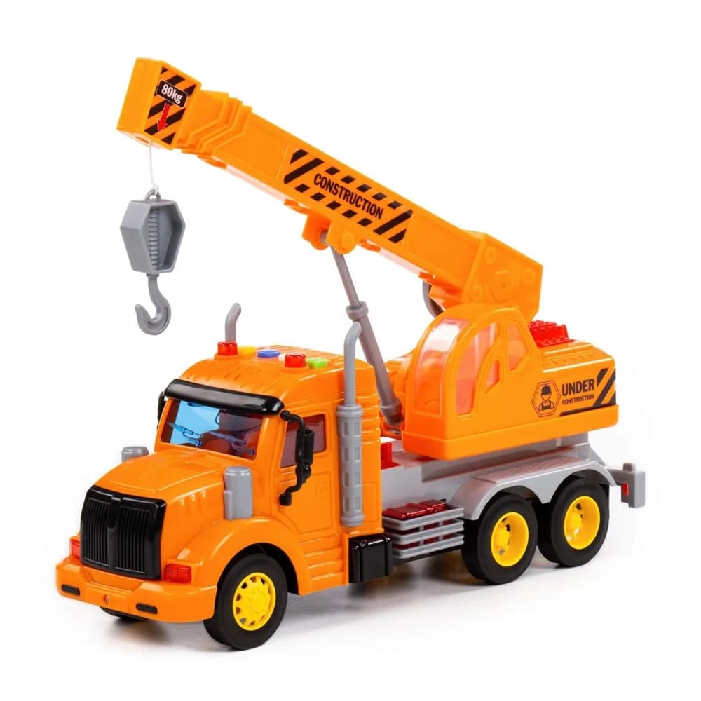 Camion constructii + macara, cu lumina si sunet, 33.5x11.5x18.5 cm, Polesie — miniatură