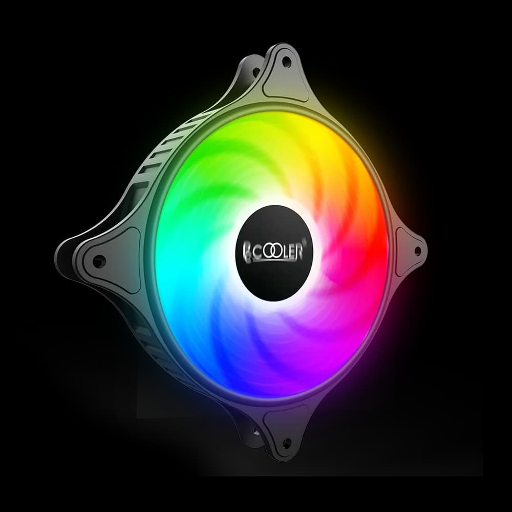 VENTILATOR PCCOOLER PC 120x120x25 mm, RGB LED fix, 3 PIN, Hydro Bearing, fixed LED RGB, 1 buc. in pachet "FX-120-3" — miniatură