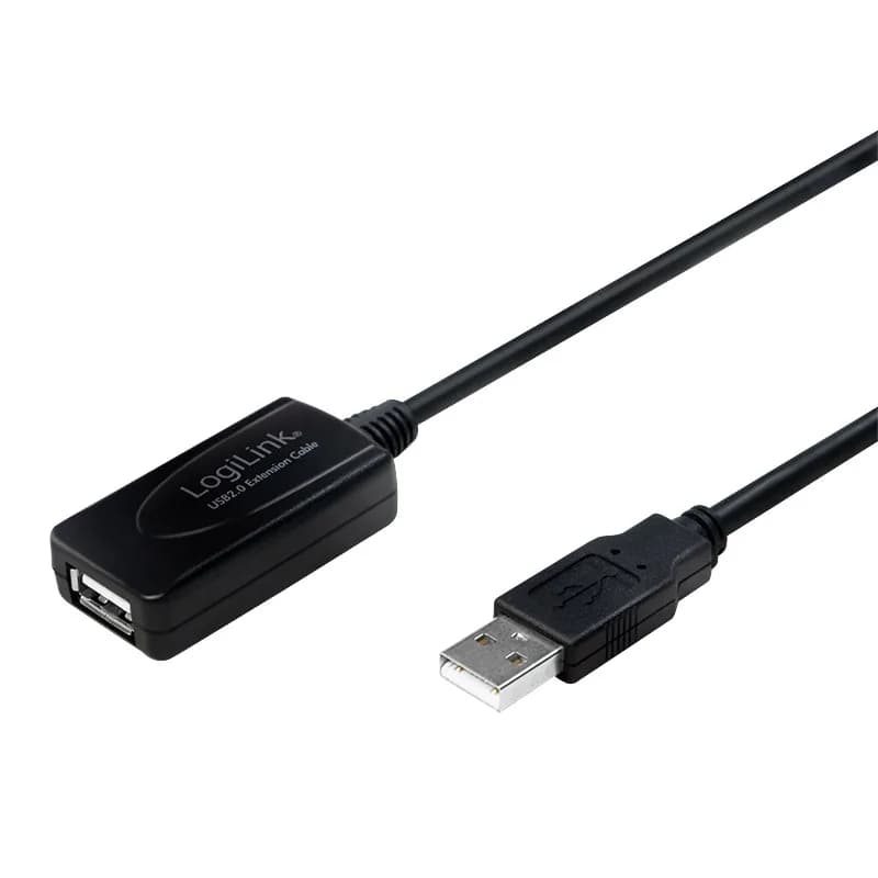 CABLU USB LOGILINK prelungitor, USB 2.0 (T) la USB 2.0 (M), 10m, activ (permite folosirea unui cablu USB lung), negru, "UA0143"