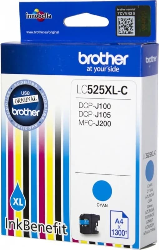 Cartus Cerneala Original Brother Cyan, LC525XLC, pentru DCP-J100|J105|MFC-J200, 1.3K, "LC525XLC"
