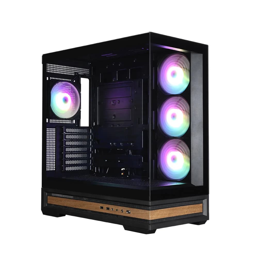 CARCASA Zalman "P40 NAMU", middle tower, gaming, fara sursa, suporta 10xfan, 4xfan inclus, PSU shroud, afisaj electronic, USB Type-C x 1, USB 3.1 gen1 x 2, audio+mic, 7 sloturi expansiune, negru, "P40 NAMU Black" — miniatură